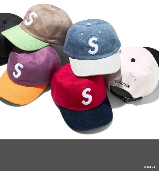 Retro S 24SS Red LOGO 6-PANEL Buckle Hat White Color Black Khaki Embroidered 2-TONE blocked Leather 0313