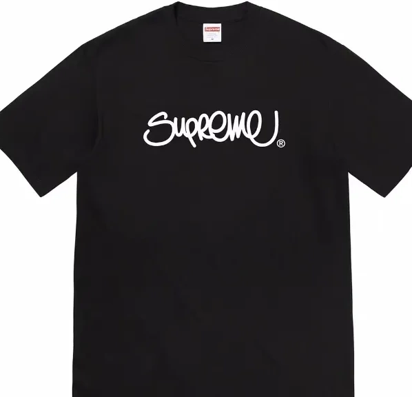 Logo T-shirt and Neck White Font Black 22ss Handstyle L M Straw Line sleeved S XL Short Round Tee 0318